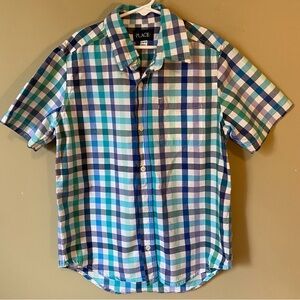 Children’s Place Casual Blue and Green Button Down Shirt size 10-12